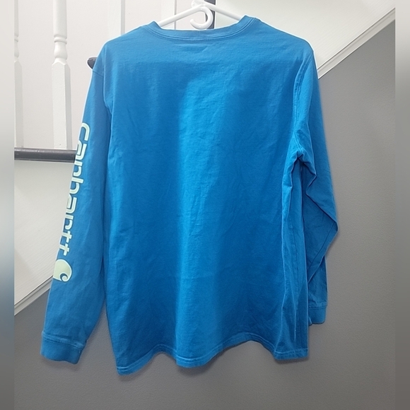 Carhartt Long-Sleeved Loose Fit Blue T- shirt Youth XLarge Quality Comfort - Picture 3 of 5
